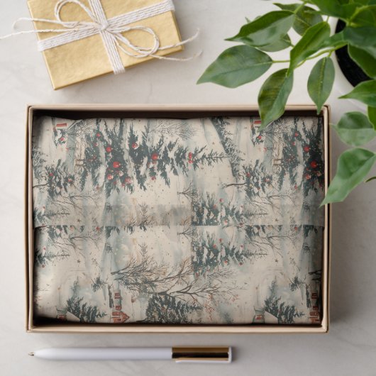 Vintage Rustic Christmas Holiday 薄葉紙 (ギフト)