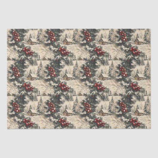 Vintage Rustic Christmas Holiday 薄葉紙 (正面)