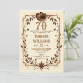 Vintage Rustic Cowboy Western Leaf 70th Birthday  招待状 (スタンド正面)
