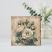 Vintage Rustic Cream with Pink Wild Rose  カード (スタンド正面)