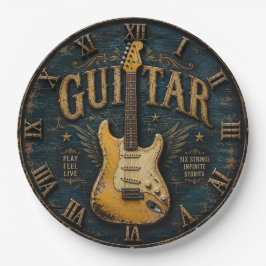 Vintage Rustic Electric Guitar Music Decor ペーパープレート