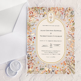 Vintage Rustic Fall Beige Wedding Monogram アクリル招待状