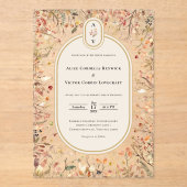 Vintage Rustic Fall Beige Wedding Monogram アクリル招待状 (正面)