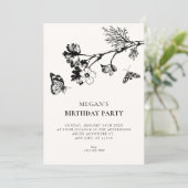 Vintage rustic floral branch birthday 招待状 (スタンド正面)