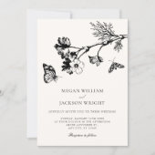 Vintage rustic floral branch wedding 招待状 (正面)