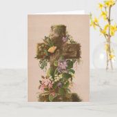 Vintage Rustic Floral Cross, Easter Card, カード (黄色い花)