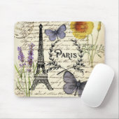 vintage rustic french butterfly paris eiffel tower マウスパッド (マウス)