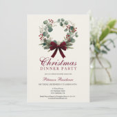 Vintage Rustic Holiday Wreath Christmas Party 招待状 (スタンド正面)