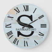 Vintage Rustic Monogram amily Name ラージ壁時計 (正面)