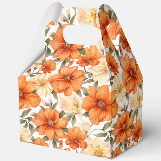 Vintage Rustic Orange Autumn Flowers pattern フェイバーボックス (裏面)