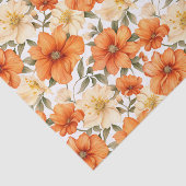 Vintage Rustic Orange Autumn Flowers Pattern 薄葉紙 (詳細)