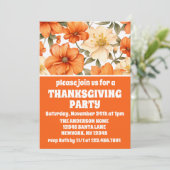 Vintage Rustic Orange Autumn Flowers Thanksgiving 招待状 (スタンド正面)