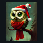 Vintage Rustic Santa Owl Christmas Holiday ポスター<br><div class="desc">Vintage Cute Santa Owl Christmas Poster featuring our custom digital artwork of an adorable vintage style owl in a Santa hat and red scarf, perched on a Christmas evergreen tree! Who who who is ready for Christmas?! Perfect for your whimsical holiday decor this year! Please contact us at bkthompsondesigns@gmail.com if...</div>