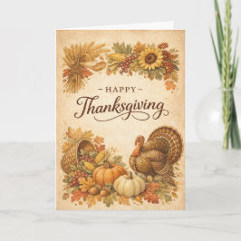 Vintage Rustic Thanksgiving Turkey Harvest  カード