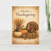 Vintage Rustic Thanksgiving Turkey Harvest  カード (正面)