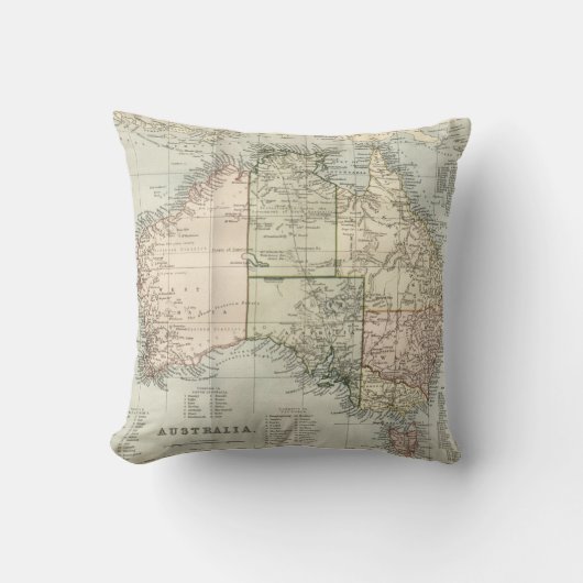 Vintage rustic white green old Australia map クッション (正面)