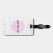 Vintage rustic white wood girly pink monogram ラゲッジタグ (裏面横)