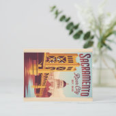 Vintage Sacramento California Retro Travel Poster  ポストカード (スタンド正面)