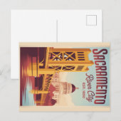 Vintage Sacramento California Retro Travel Poster  ポストカード (正面/裏面)