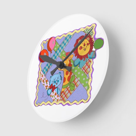 Vintage Safari Animals Clock ラウンド壁時計 (傾斜)