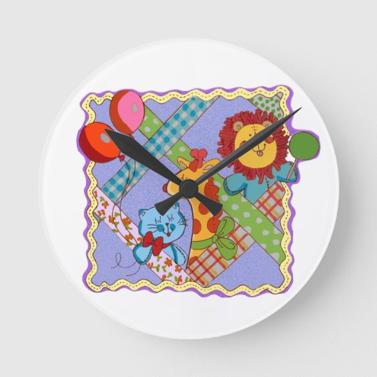 Vintage Safari Animals Clock ラウンド壁時計 (正面)