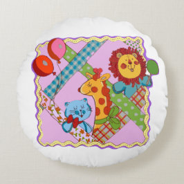 Vintage Safari Animals Round Pillow ラウンドクッション