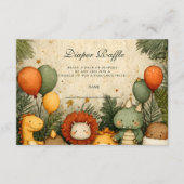 Vintage Safari Dinosaur Baby Shower Diapper Raffle エンクロージャーカード (正面)