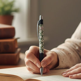 Vintage Sage Floral Custom Initials  ボールペン