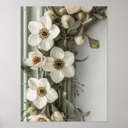 Vintage Sage Floral Frame Art Print ポスター (正面)