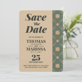 Vintage Sage Green and Gold Save the Date QR