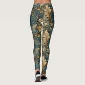 Vintage Sage Green Art Nouveau Leaf Botanical レギンス (裏面)