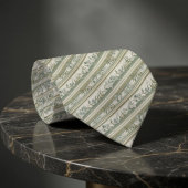 Vintage Sage Green Botanical Stripe ネクタイ