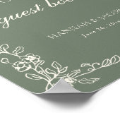 Vintage Sage Green Wedding Guestbook Sign ポスター (角)
