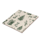 Vintage Sage Green Winter Toile Christmas (2) タイル (側面)