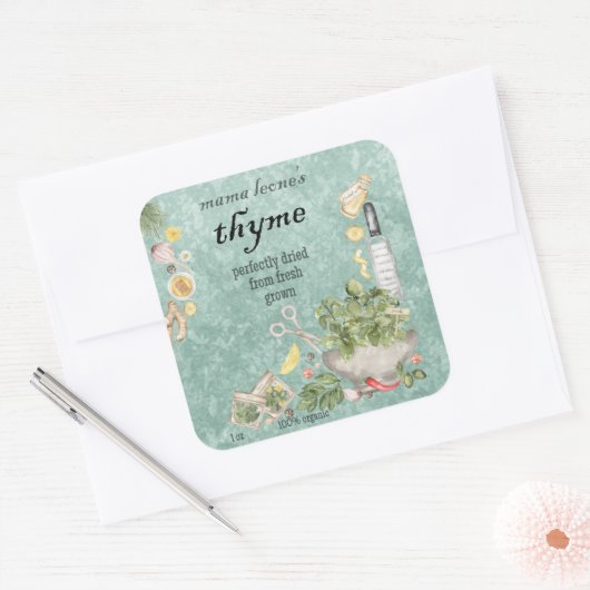 Vintage Sage Jar Bottle  スクエアシール (封筒)