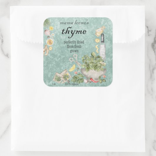 Vintage Sage Jar Bottle  スクエアシール (バッグ)