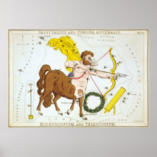 Vintage Sagittarius Constellation Map (1825) ポスター
