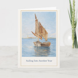 Vintage Sailboat Birthday Card • Coastal Nautical  カード