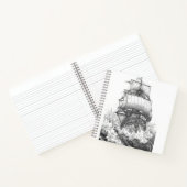 Vintage Sailboat Sketch Monochrome Notebook ノートブック (内部)