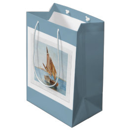 Vintage Sailboat Watercolor | Coastal Gift Bag ミディアムペーパーバッグ