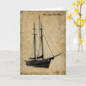 Vintage Sailing Ship and Map Birthday カード (黄色い花)