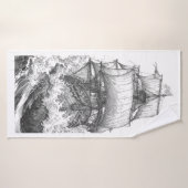 Vintage Sailing Ship: Antique Nautical Engraving バスタオル (バスタオル)