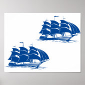 Vintage Sailing Ship Nautical Ocean Clipper ポスター (正面)