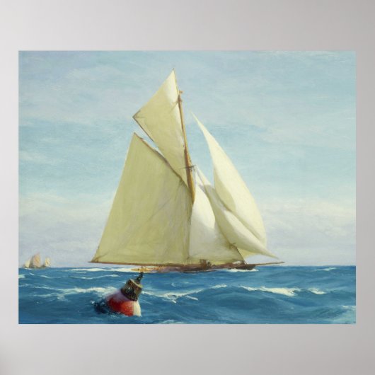 Vintage Sailing Sloop Yacht Painting (1910) ポスター (正面)