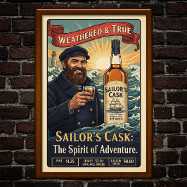 Vintage Sailor's Cask Bourbon Advertising Poster ポスター