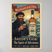 Vintage Sailor's Cask Bourbon Advertising Poster ポスター (正面)