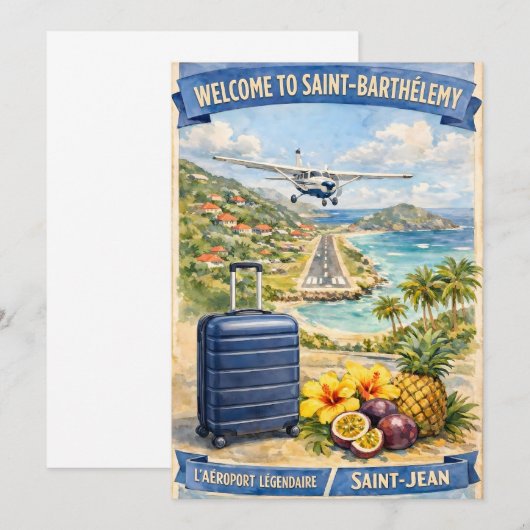 Vintage Saint-Barthélemy Airport / 招待状 (正面/裏面)