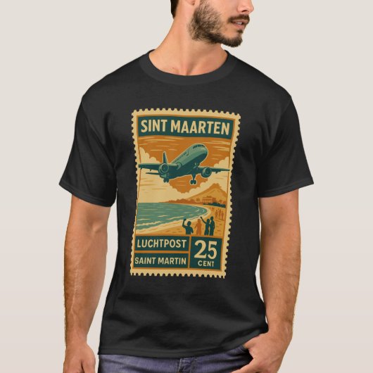 Vintage Saint Maarten Postage Stamp Shirt Tシャツ (正面)