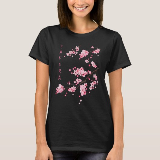Vintage Sakura Cherry Blossom Japanese Graphical A Tシャツ (正面)