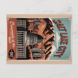 Vintage Salt Lake City Utah Retro Travel Poster  シーズンポストカード